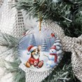 thumbnail image 3 of Hello Winter Corgi Football Snowman Welcome Snowy Morning Ceramic Round Ornament Welsh Corgi Dog Lover Gifts Idea Home Tree Decor - 01012, 3 of 5