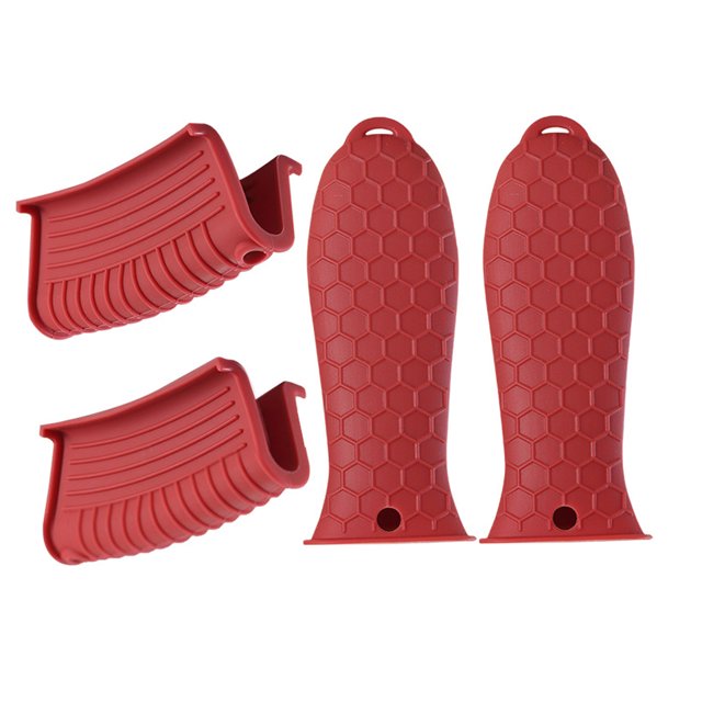 Billuyoard Juego de 4 unidades de fundas de silicona para mango caliente, funda resistente al calor para mango de olla, fundas antideslizantes para soporte Type2 NO2 Billuyoard HA005331-01