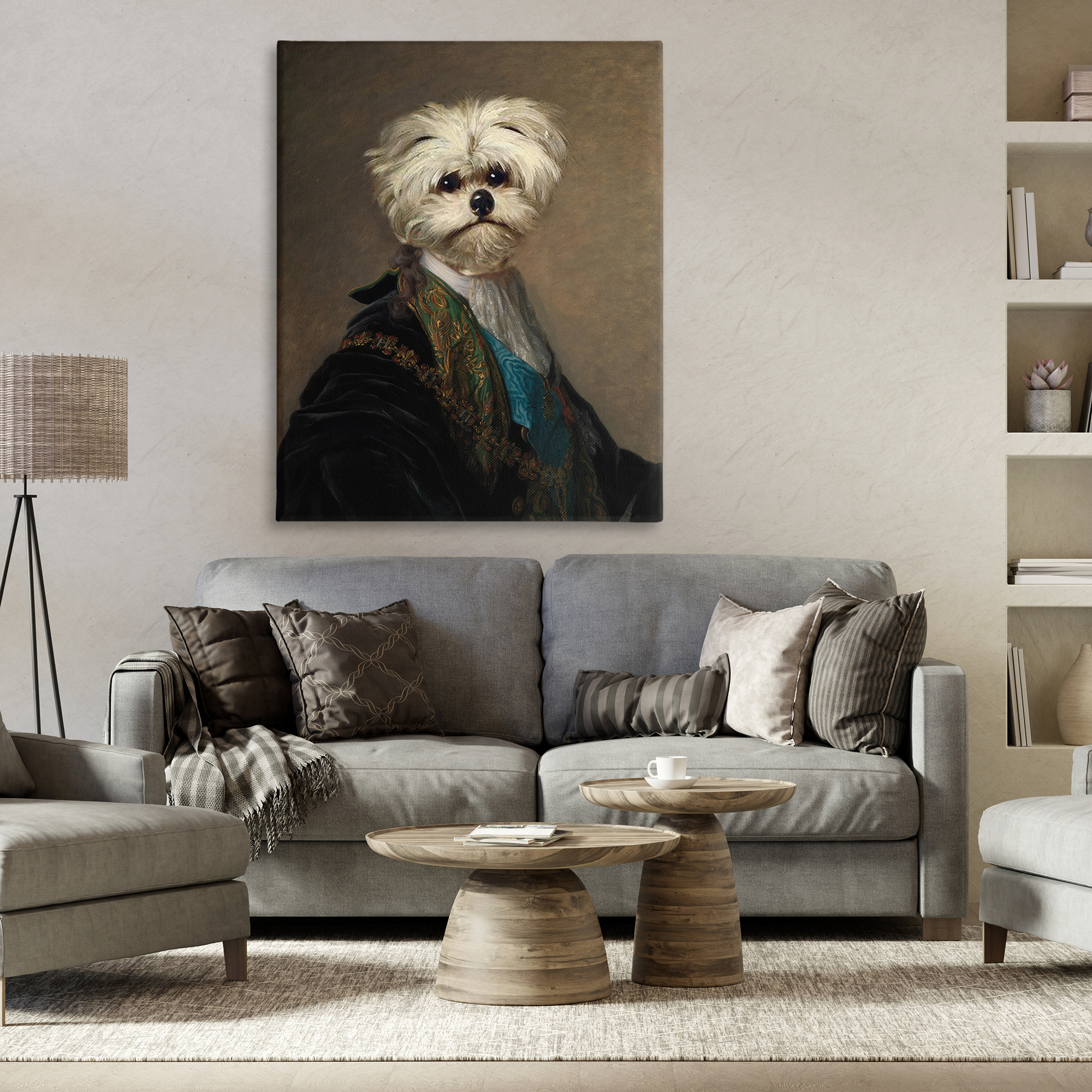 Stupell Industries Regal Bichon Frise Portrait Animals & Insects Painting Gallery Wrapped Canvas Art Print Wall Art, 36 x 48
