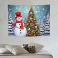 thumbnail image 4 of ONETECH  Christmas Snowman Tapestry Wall Hanging, Winter Snowman and Pine Forest in Snow Tapestry, Red Christmas Ball on Pine Tree with Snowflake Tapestry for Living Room Bedroom Decor., 4 of 7