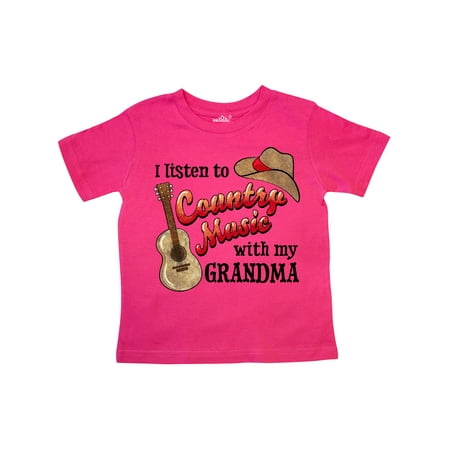 

Inktastic I Listen to Country Music with my Grandma Guitar and Hat Gift Toddler Boy or Toddler Girl T-Shirt