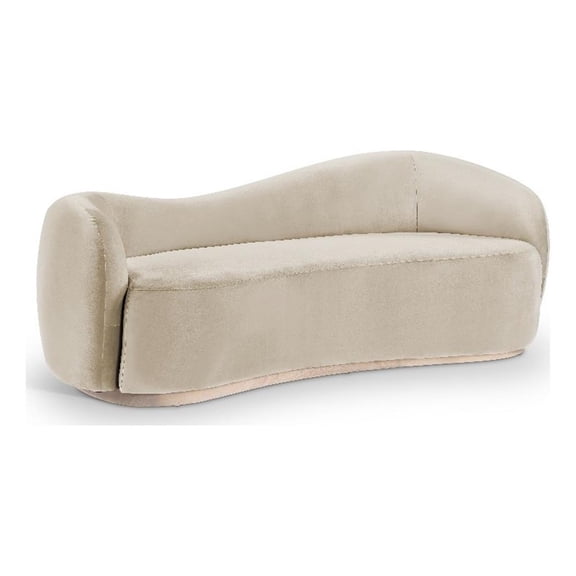 Meridian Furniture Gustavo 92.5" Velvet Upholstered Sofa in Cream