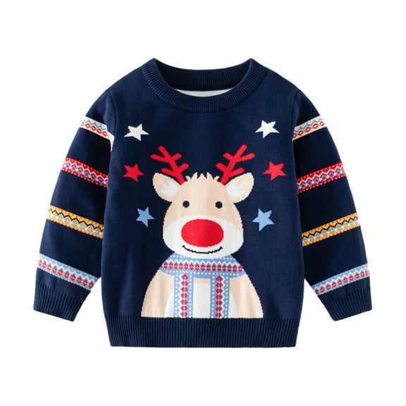 URMAGIC Baby Boys Girls Sweatshirts Christmas Reindeer Fleece Crewneck Pullover Xmas Winter Warm Sweaters Tops 1-6T