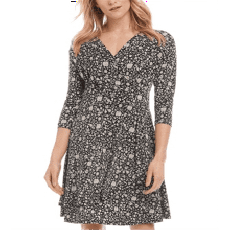 Karen Kane Women's Printed Faux Wrap Dress Gray Size Medium