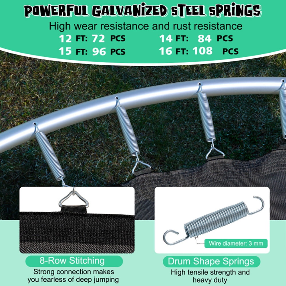 Barara King Backyard Trampoline, Trampoline,Outdoor Recreational Trampoline with Ladder and Enclosure Net-12 ft