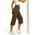 thumbnail image 5 of SAWOBUUN Womens Wide Leg Capri Sweatpants High Waisted Drawstring Casual Soft Cropped Lounge Pants with Pockets, 5 of 7