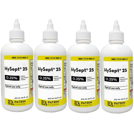 4 Pack - Patrin Pharma Hysept 25 Antimicrobial Wound Cleaner, 16 FL OZ