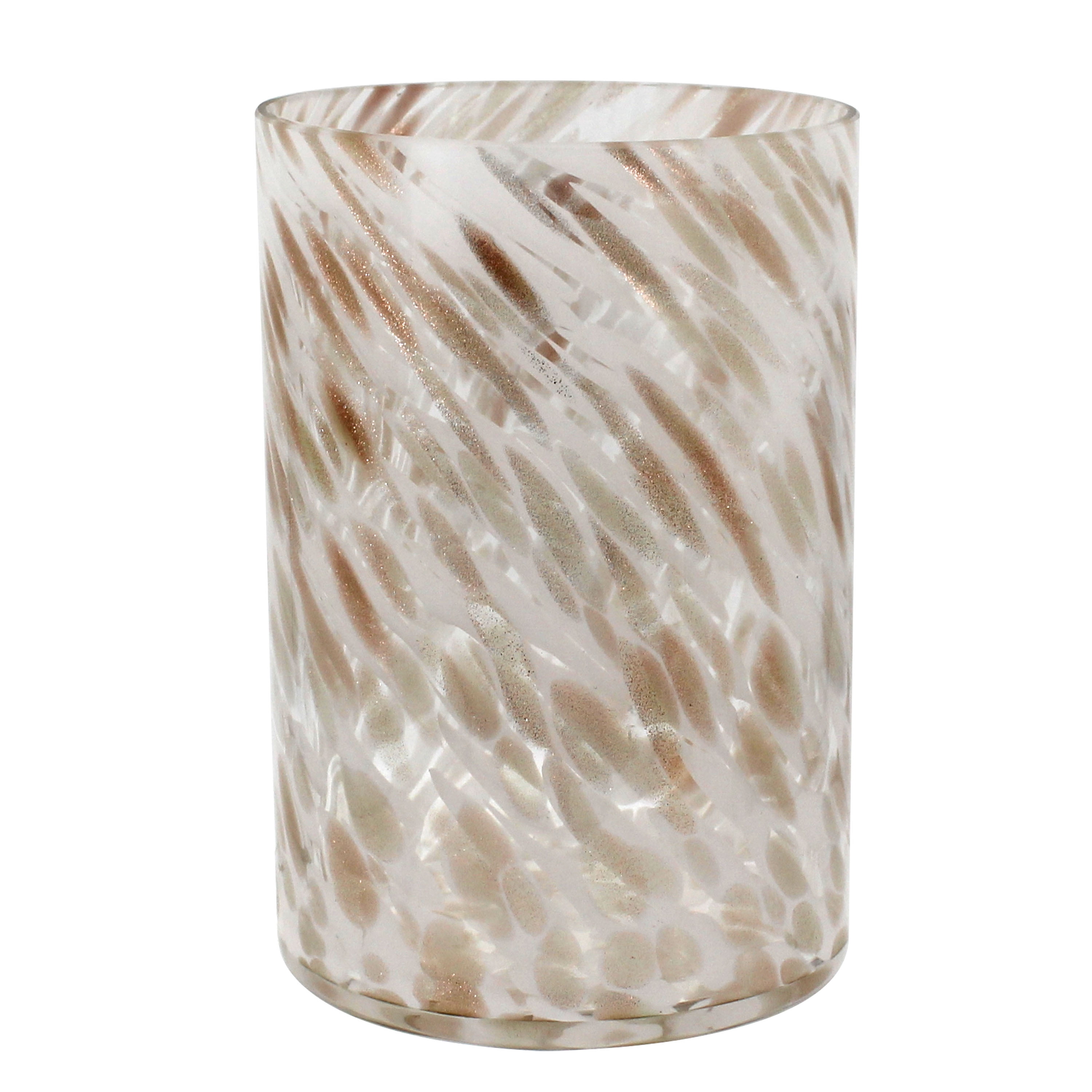 Better Homes & Gardens 4 Inch White and Gold Hurricane Candle Holder Glass
