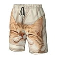 thumbnail image 4 of Logiee Sleeping Cat In Blanket Print Mens Swim Trunks Quick Dry Board Shorts,Breathable Hawaii Beach Shorts Swimwear Bathing Suits-XX-Large, 4 of 6