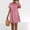 Pink, variant on Women's Floral Printed Dress, Short Sleeve Midi Dress, Casual Summer Polyester Dress