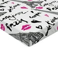 thumbnail image 2 of Ambesonne Paris Fitted Sheet, Pink Kiss Eiffel Love, Twin XL Size, White Black Pink, 2 of 3