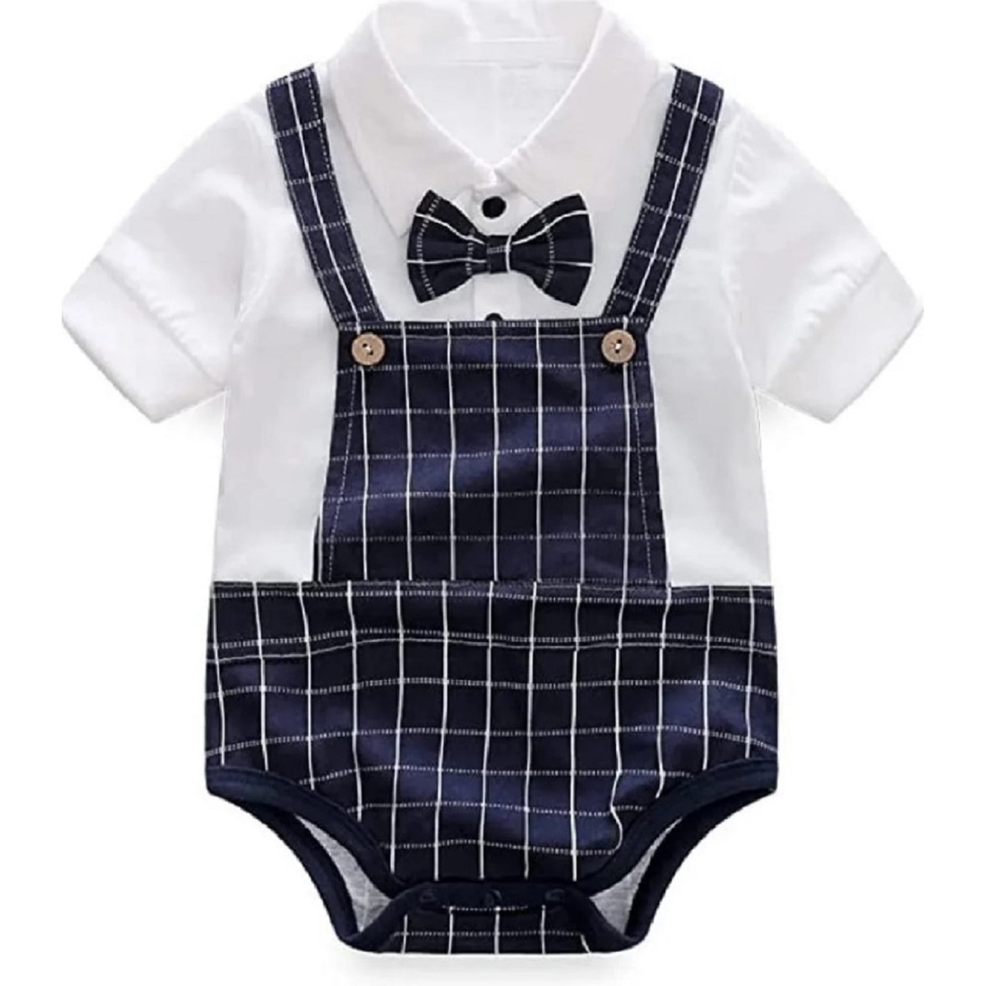 Global trend llc Gentleman Bowtie Romper Infant Baby Boys Formal soft Suit | Bodysuit Rompers 2pcs Outfit Set