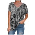 thumbnail image 1 of Gibobby Camiseta Powerblend con Cuello en V Camiseta suelta informal con cuello en V para mujer, blusa manga corta con estampado(Gris,XL), 1 of 3