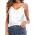 thumbnail image 1 of Camiseta sin mangas de satén para mujer Camisolas de color con cuello en V Camiseta sin mangas, 1 of 4