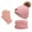 Pink, variant on Herrnalise Kids Winter Beanie Hat Warm Knit Thick Ski Cap With PomPom And Scarf Gloves Set For Girls Boys Sales