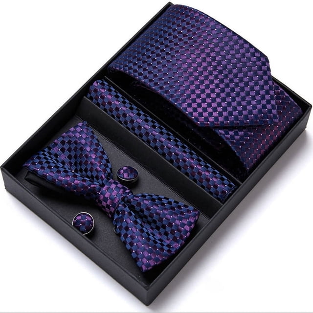 Conjunto De Corbata Para Hombre Con Pajarita, Pañuelo, Gemelos, Elegante Y A La Moda, Regalo De Festival, Novio, Marido, Padre