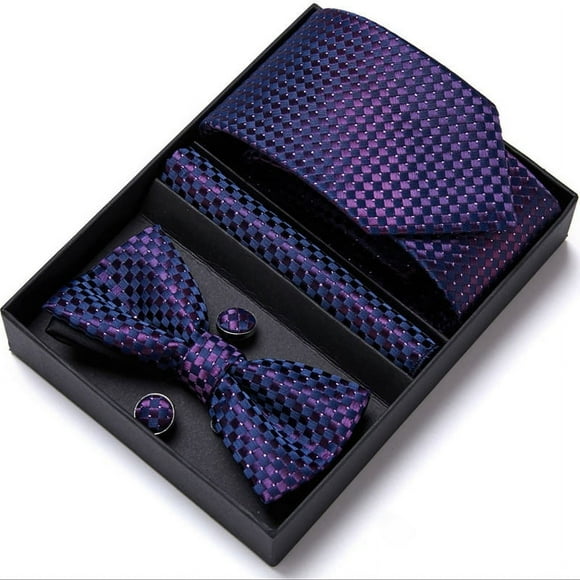 Conjunto De Corbata Para Hombre Con Pajarita, Pañuelo, Gemelos, Elegante Y A La Moda, Regalo De Festival, Novio, Marido, Padre