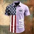 thumbnail image 3 of Homeyce 250th Anniversary USA Shirt for Men 4th Of July American Flag Printed Hawaiian Shirts Short Sleeve Button Down Patriotic Tee for Memorial Day Independence Day Hawaiian Shirt,Purple M, 3 of 4