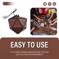 thumbnail image 6 of PU Leather D20 Dice Bag, Polyhedral Pouch Portable Drawstring Bag for , Game, DND Brown, 6 of 10
