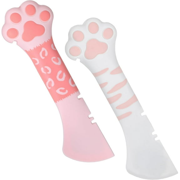 2 Pcs Cat Food Opener,Silicone Cat Food Spatula,Cute Cats Foods Spoon,5.1 X 1.57 in Cats Foods Spoon for Wet With Mini Spatula for Pet Canned