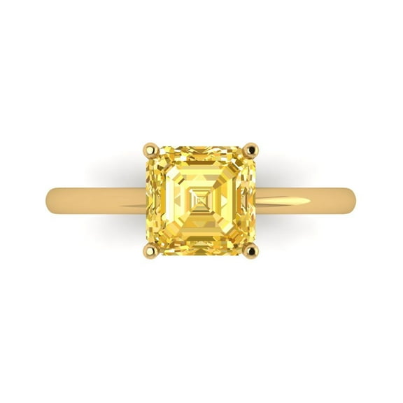 Solitaire Engagement Ring for Women - 2ct Natural Citrine in 18K Yellow Gold Promise Ring
