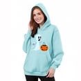 thumbnail image 4 of EchfiProm Blue Sweatshirts for Womens with Pocket Oversized Pullover Hooded Ghost Print Long Sleeve Soft Ladies Tops 2XL, 4 of 5