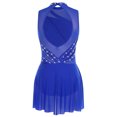 thumbnail image 5 of SiiRoh Women Lyrical Dance Dress Rhinestone Figure Skating Dresses Sleeveless Ballet Dancewear Royal Blue S, 5 of 7