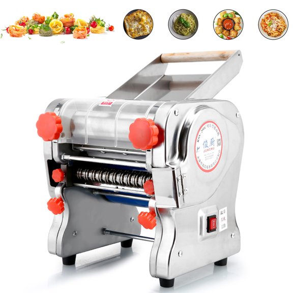 CJC Electric Pasta Maker, Automatic Noodle Machine, Heavy Duty Dough Roller Pressing Machine, 750W Stainless Steel, with 1.8mm Blade