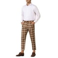 thumbnail image 2 of Pantalones de vestir de cuadros INSPIRE CHIC para hombres, longitud de tobillo recortada, 32, marrón claro, 2 of 5