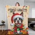 thumbnail image 3 of Merry Christmas Santa Boston Terrier Scarf Twinkling Lights Xmas Holiday Cozy Fleece Blanket Gentleman Dog Lover Gifts Warm Soft Throw Blanket - 00022, 3 of 5