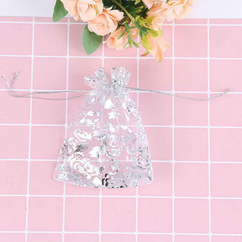 Organza Gift Bags x100 Coralline Favors Jewelry Wedding Pouches Sheer Candy Bag 