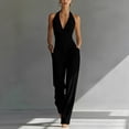 thumbnail image 2 of Women's Halter Wide Leg Jumpsuit Elegant Backless Dressy Romper with Pockets, 2 of 5