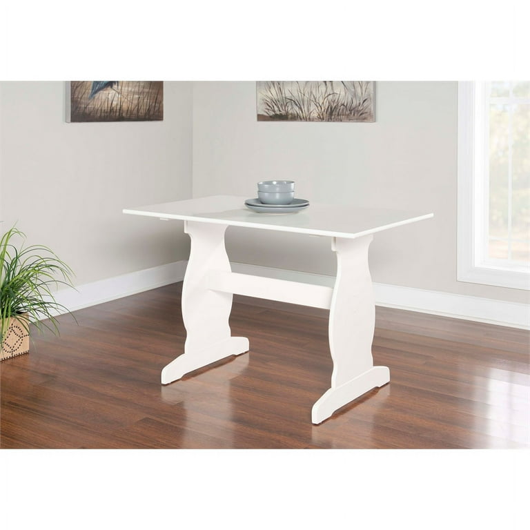 Linon Natasha Wood Corner Nook Dining Set in White Walmart