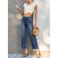 thumbnail image 3 of DOKOTOO Jeans for Women Stretchy Straight Leg Distressed Washed Comfort Fit Trendy Frayed Raw Hem Ankle Pants (Plus Size Available), 3 of 8