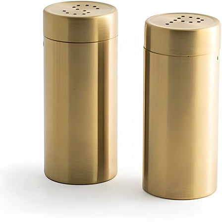 ACDANC 2Pcs Stainless Steel Salt Pepper Shakers Coarsen - Gold,8.8X3.8cm