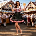 thumbnail image 4 of IUYRTFE Women's Oktoberfest Dirndl Dress Short Sleeve Floral Print Bavarian Costume for Beer Festival Party, 4 of 7