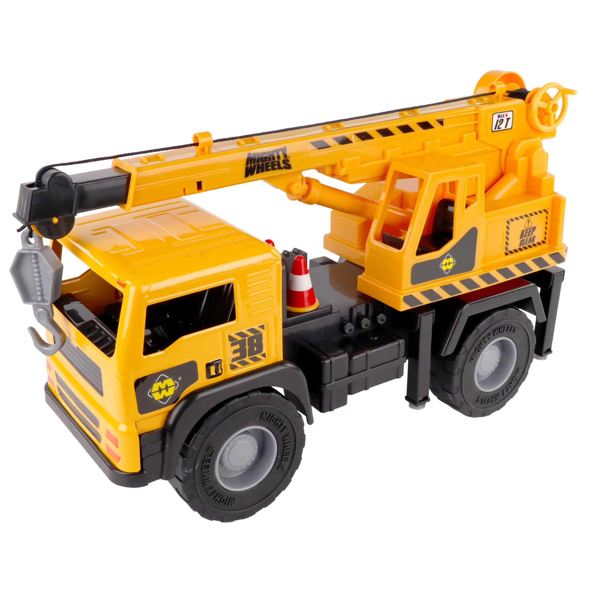 Mighty Wheels: 16" Mighty Mobile Crane - Sounds Construction Toy Vehicle, Realistic Boom, Hook & Transport, Durable Indoor-Outdoor Play, Kids Ages 3+