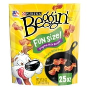 Purina Beggin' Dog Treats Fun Size with Bacon for Small Dogs, Long-Lasting Dry Dog Chew Snacks, 25 oz Pouch