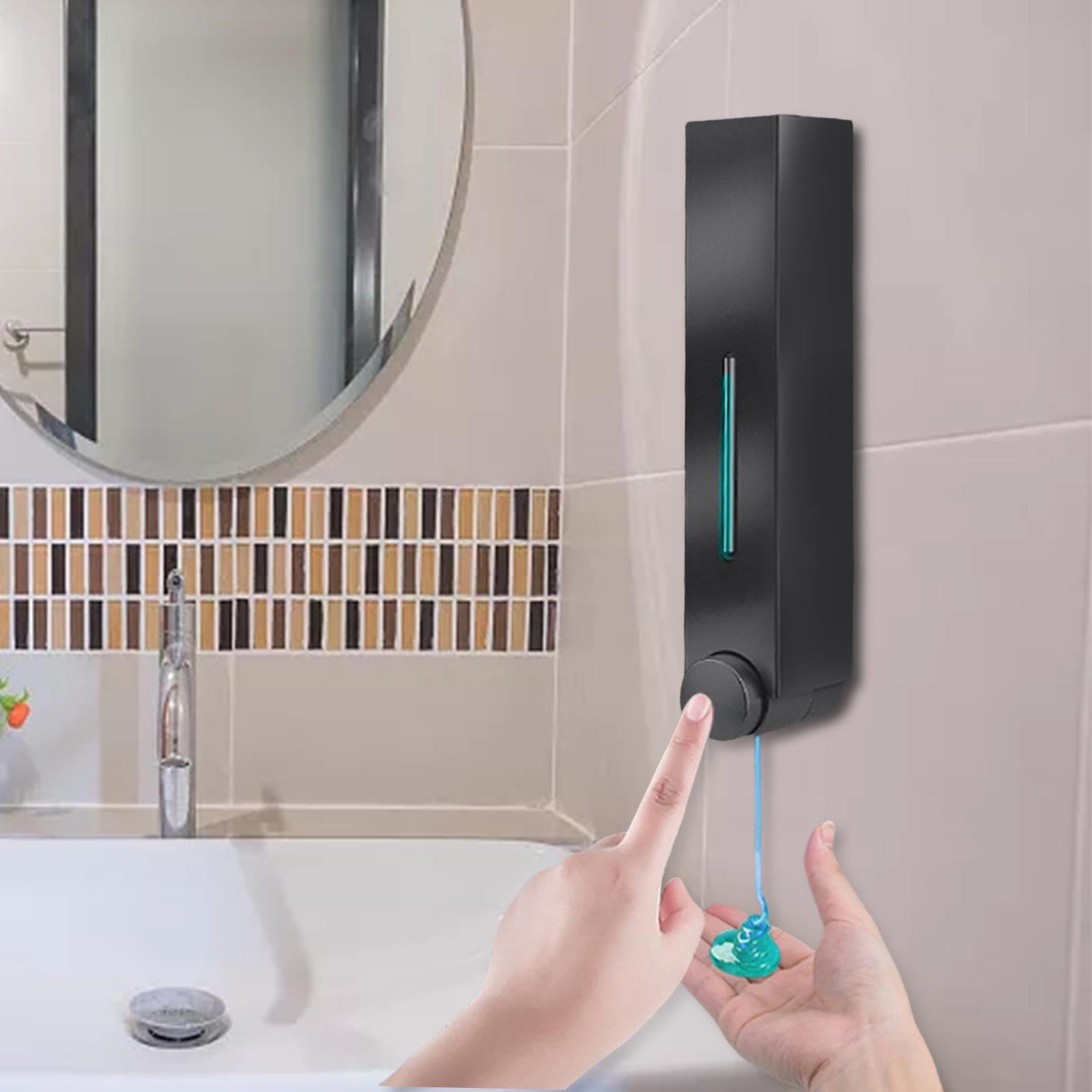420ml Soap Dispenser Wall Mount Liquid Bathroom Hand Shower , Easy Refillable , Single Black 420ml, 5x8x28cm