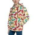 thumbnail image 2 of Salouo Colorful Butterflies Pattern Hoodie Sweatshirt for Youth, Fall Pullover Hoodie Sweatshirt Long-Sleeve Pullover Hooded Sweatshirt-Small, 2 of 6