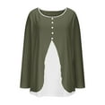 thumbnail image 4 of Hueook Womens Spring Tops Oversized Peplum Tops Women's Long Sleeve Top Temperament Splicing Fake Two-piece Long Sleeved T-shirt Fashionable Waist Cinching and Basic Shirt Army Green M, 4 of 7