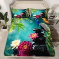 thumbnail image 2 of jejeloiu Beauty Peacock Full Size Sheets,Rustic Flowers Bed Sheets,Zoo Animal Sheet Sets For Men Women,Microfiber Bedroom Decor,4-Piece, 2 of 7