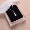 thumbnail image 3 of Yoursfs Unique Eiffel Tower Silver Pendant Necklace For Women White Zirconia Set in Platinum Plated Necklaces Paris Style Fashion Jewelry Birthday Valentine Gift, 3 of 8