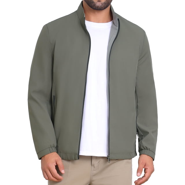 Chaqueta de negocios INSPIRE CHIC para hombres, con forro, cuello alto, cierre completo, chaqueta formal de golf XL gris
