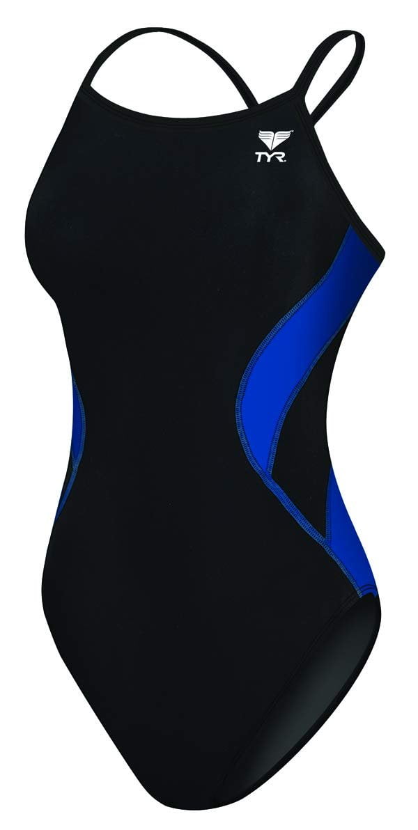TYR Adult Alliance Diamond Back Splice Swimsuit, Black/White, 38