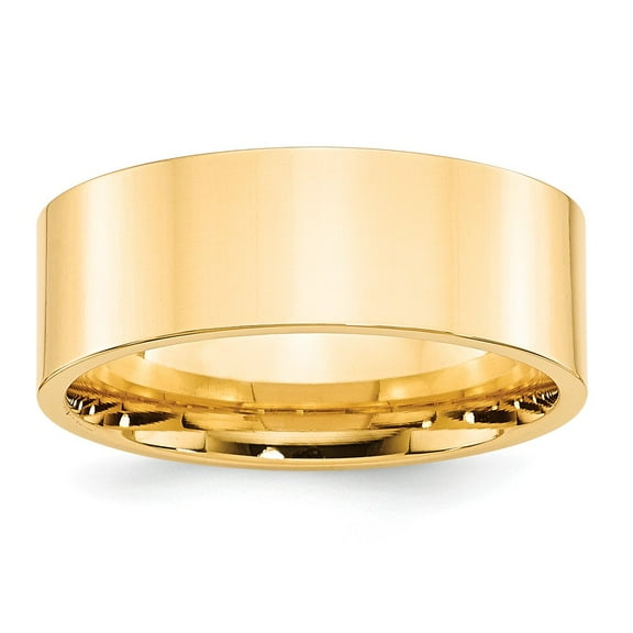 14K Yellow Gold Ring Band Wedding Comfort Flat 8mm Standard Fit Size 6.5