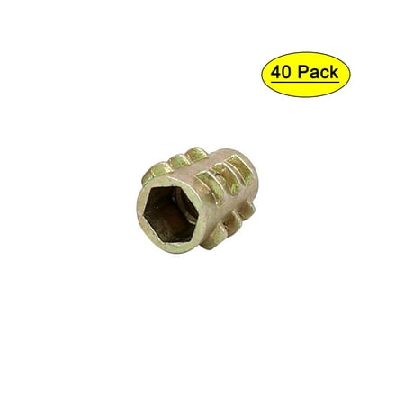 

M4x10mm Hex Socket Threaded Insert Nuts Bronze Tone 40pcs for Wood Furniture