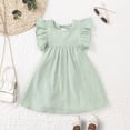 thumbnail image 5 of Tfken Comfy Dresses For Girls Soft Travel Holiday Solid Color Flutter Sleeve Comfortable Dresses Fashion For Party Summer Child Classic Clothes Size 6-7 Years, 5 of 6