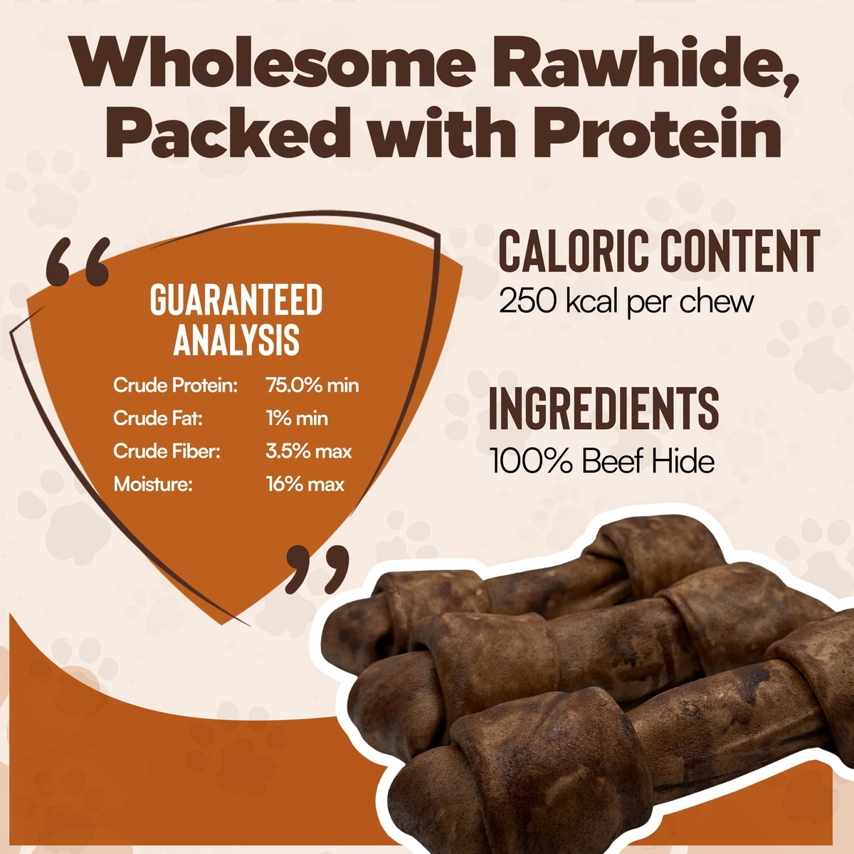 Knotted 8 to 9-in Beef Flavor Rawhide Bone Dog Treats, 10 CT
