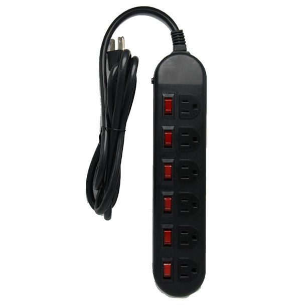 Inland Power Strip 6 Outlet Individual Switch